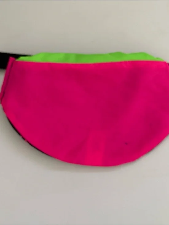 Neon Patterned Black Waist Bag with Lime Green Top 80s-90s vibes! Unisex! - Picture 11 of 14